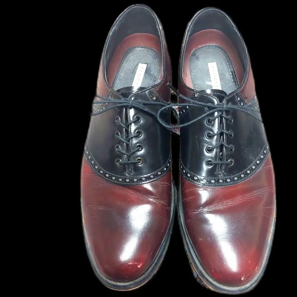 Florsheim Midtown Saddle Oxford Shoes Men’s 12D Burgundy Black Leather